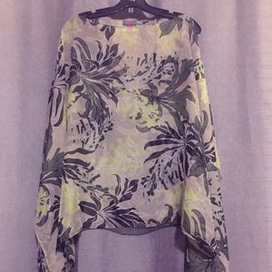 Vince Camuto Sheer Floral Boho Poncho Top